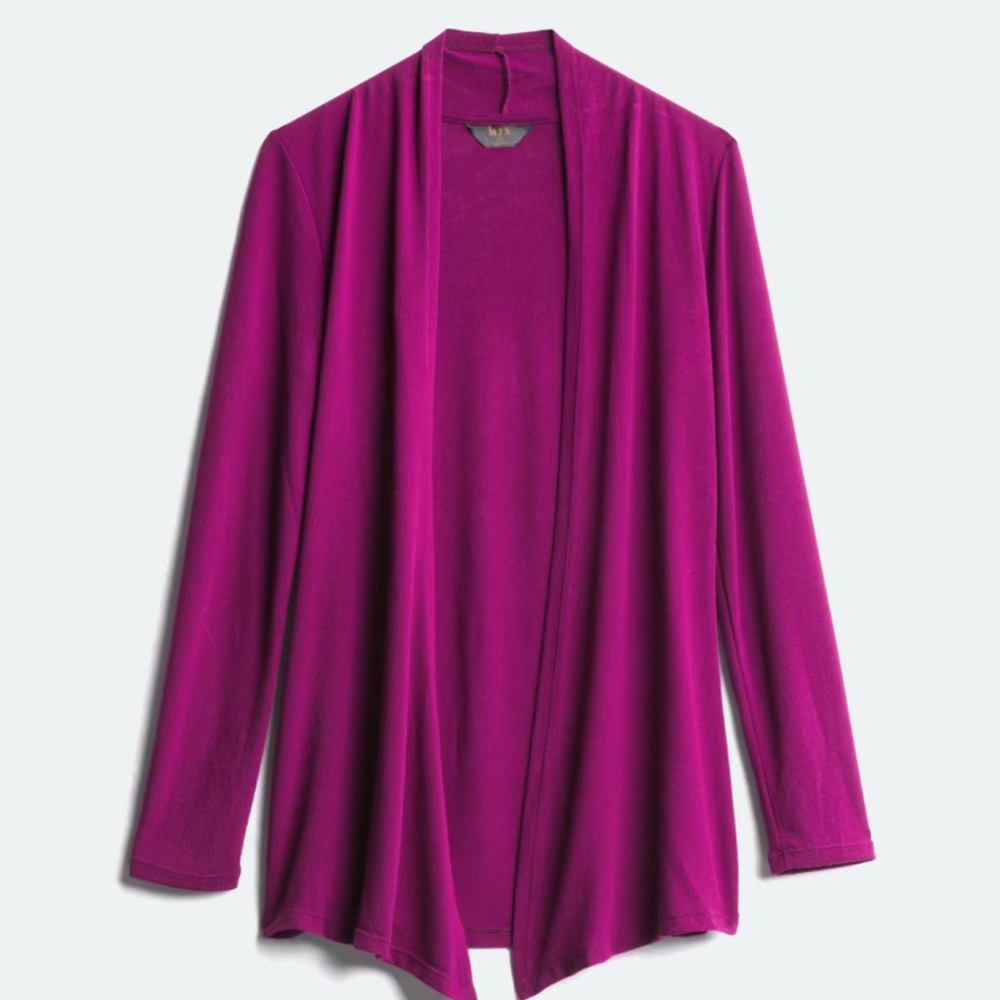 Women's Magenta Open Front Sweater